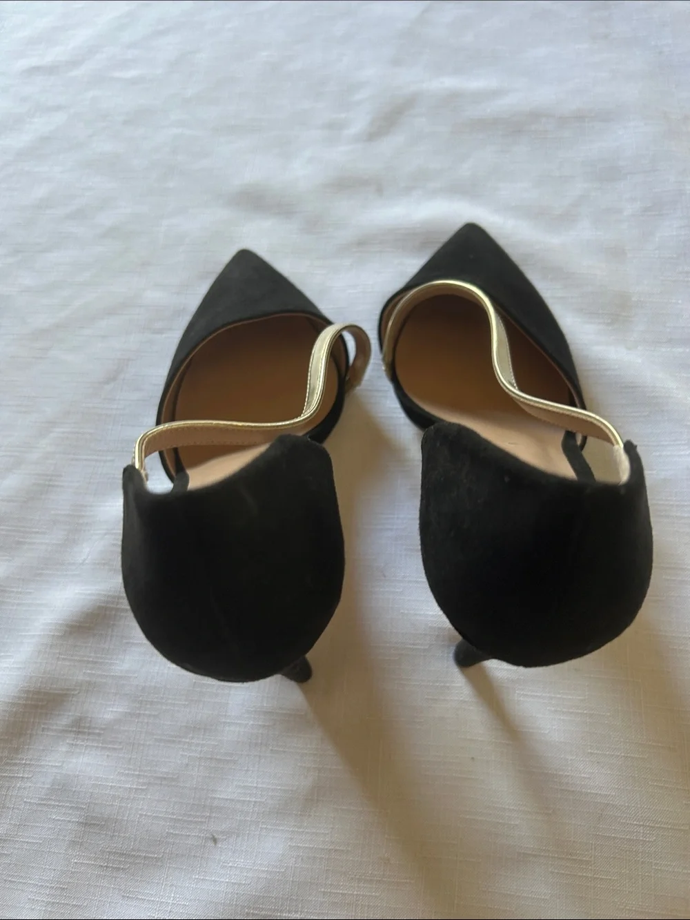 Call It Spring Black Pointed D'Orsay Heels with Gold Accent Strap